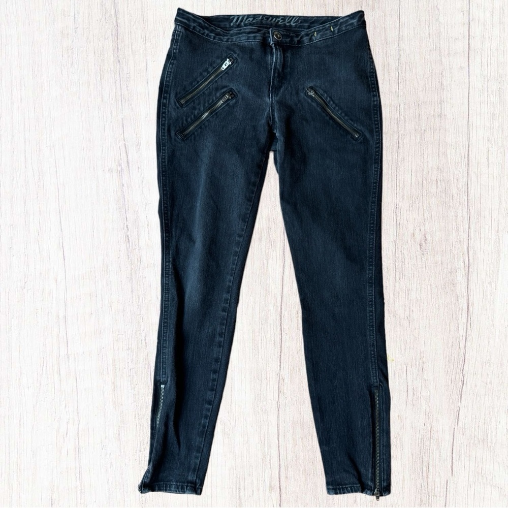 Madewell Black Cropped Ankle Zipper Denim Jeans size 4